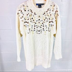 Vintage L.B Diffusion beaded sweater size S